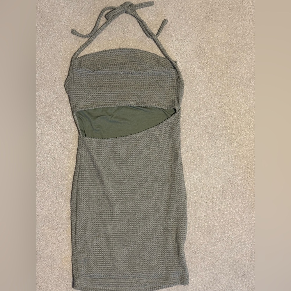 Taupe Halter Or Strapless Party Dress